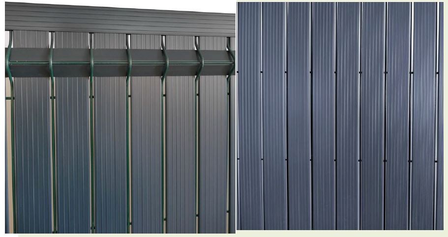 Straight PVC panels with a thickness of 49 mm and optional height of 103 cm to 203 cm