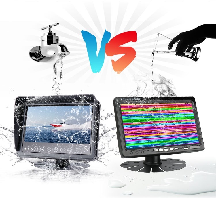 Waterproof monitor for cars / machines / boats