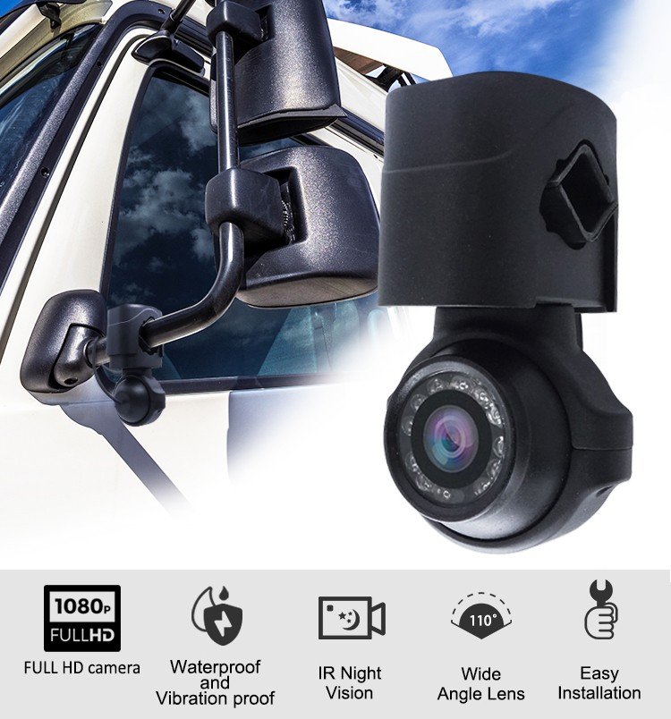 Indoor and outdoor FULL HD camera for vehicles with a handle