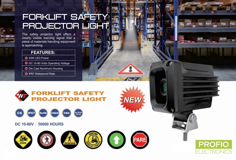 GOBO projector for forklifts, work machines