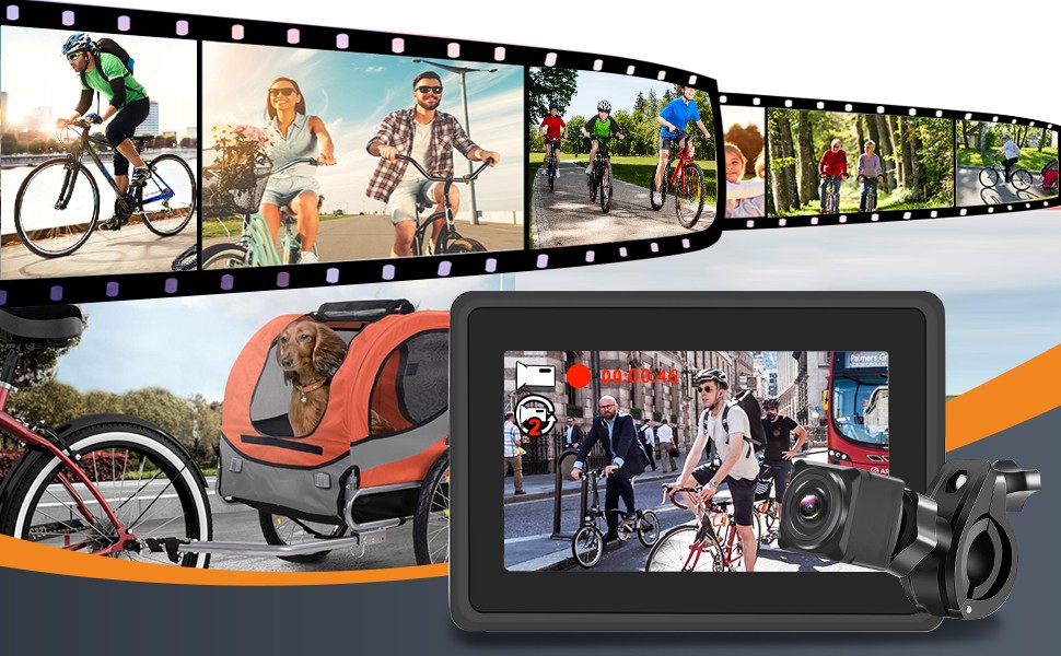 rear FULL HD Bike camera + 4,3" Monitor with micro SD recording