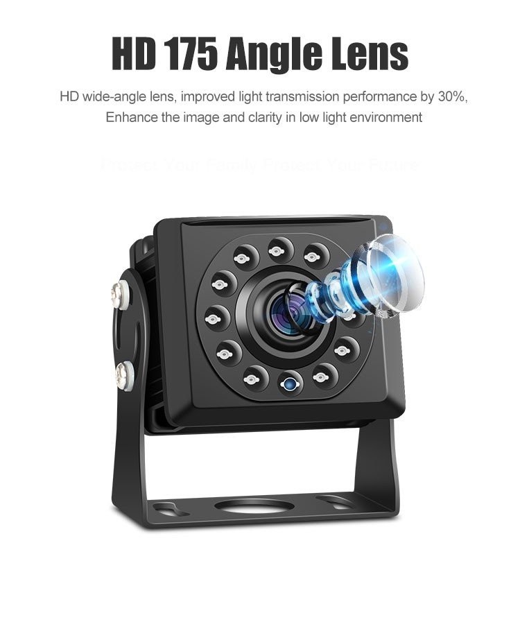 Compact hybrid 5-inch car reversing monitor for 2 car cameras