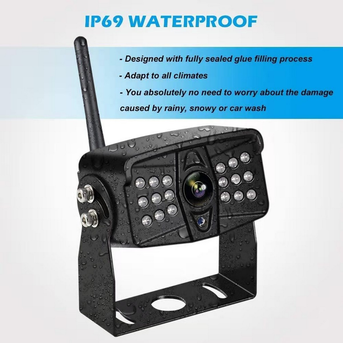 Voděodolná bezdrátová couvací kamera na dodávku IP69
