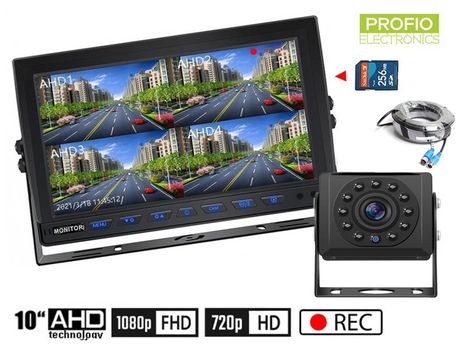 AHD cúvací set - LCD HD hybridný 4CH monitor 10,1" + 1x HD kamera s 11 IR LED