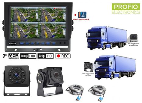AHD cúvací set - predná HD kamera + zadná kamera s IR LED + 7" HD monitor + IP67