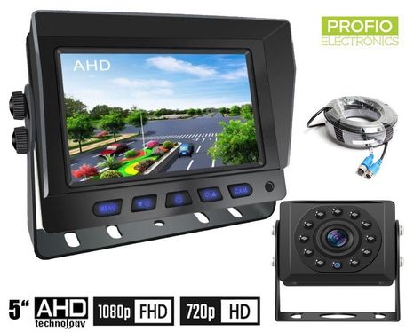 AHD/CVBS HD parkovací systém - 5" hybridný 2CH monitor do auta + HD kamera