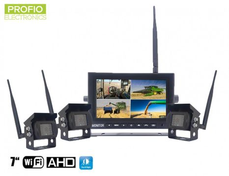 Bezdrôtová AHD WiFi kamerová súprava do auta - AHD monitor 7" + 3x HD kamera