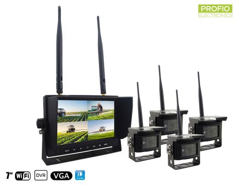 Bezdrôtové cúvacie kamery s monitorom - 4x kamera + 7" LCD s nahrávaním (Obraz a Zvuk)