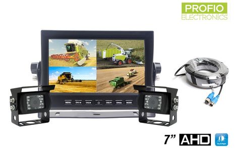 Cúvací a parkovací AHD LCD HD set -1x monitor do auta 7" + 2x HD kamera