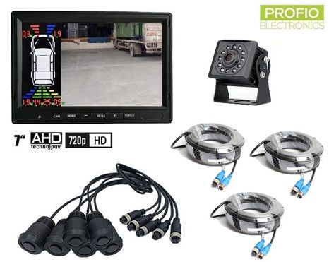 Cúvací set 6x parkovací senzor - 7" LCD monitor + HD kamera + 11x IR LED
