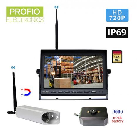 Kamera IP69 pre vysokodvižné vozíky s LED prísvitom + 7" LCD Monitor + 9000 mAh batéria IP68