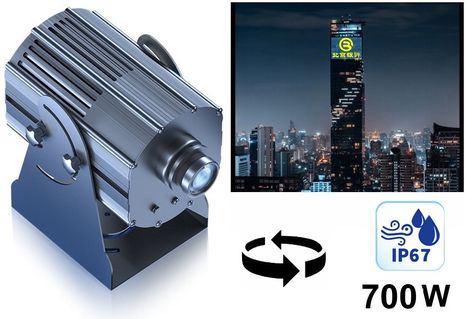LED Logo projektor 700W Gobo - projekcia na mrakodrapy/budovy/steny do 500m