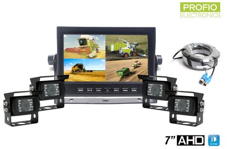 Pracovný AHD LCD HD set na cúvanie so 7" monitorom a 4 HD kamerami
