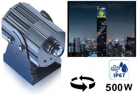 Ultra výkonný projektor 500W - Gobo lampa reflektor do 200m budovy/steny