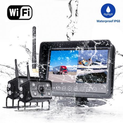 Wi-Fi vodotesný SET AHD - 7" LCD monitor s krytím IP68 + 2x cúvacie kamery